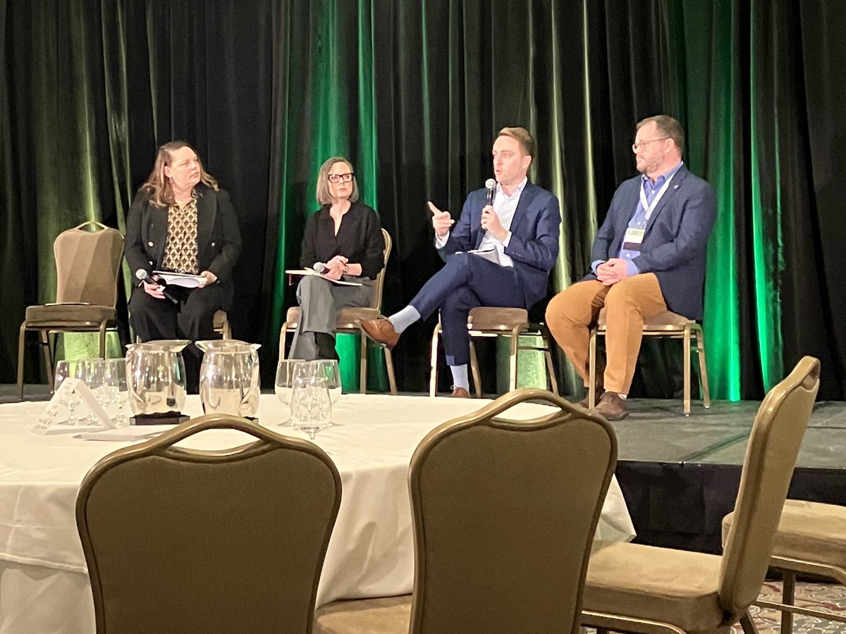 Policy Power Panel at #pcs2023.  “Investment in R&amp;D enables us to tell our sustainability story” ⁦<a href="/AlbertaGrains/">Alberta Grains</a>⁩ ⁦<a href="/GrainGrowers/">Grain Growers of Canada</a>⁩ ⁦<a href="/Cereals_Canada/">Cereals Canada</a>⁩ ⁦<a href="/cdagraincouncil/">CanadaGrainsCouncil</a>⁩ #roadto2050