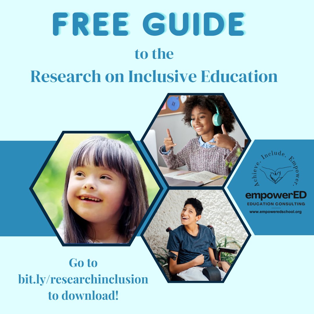 Happy #Inclusive Schools Week!  To celebrate #inclusion, we've developed a guide to research on the efficacy of inclusive education - all the relevant studies in one place!  

Go to⭐️ bit.ly/researchinclus… ⭐️to get your copy!