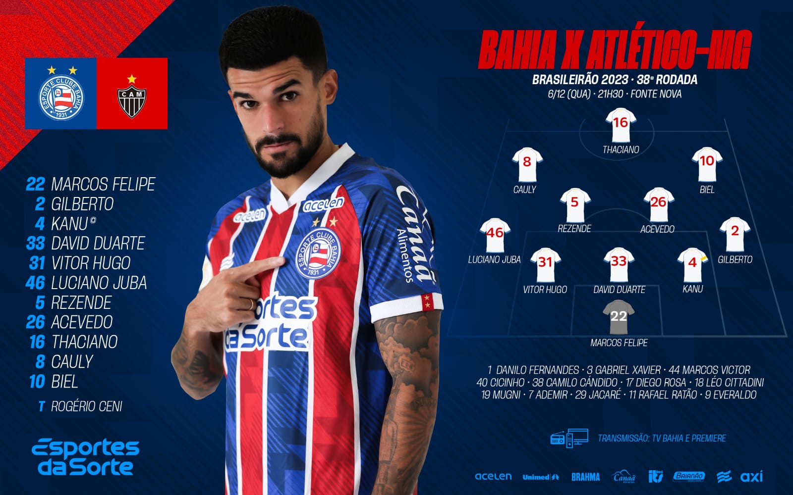 Esporte Clube Bahia on X: 📝 Esquadrão definido! #BBMP #BahiaÉOMundo  #BrocaiPorNós  / X