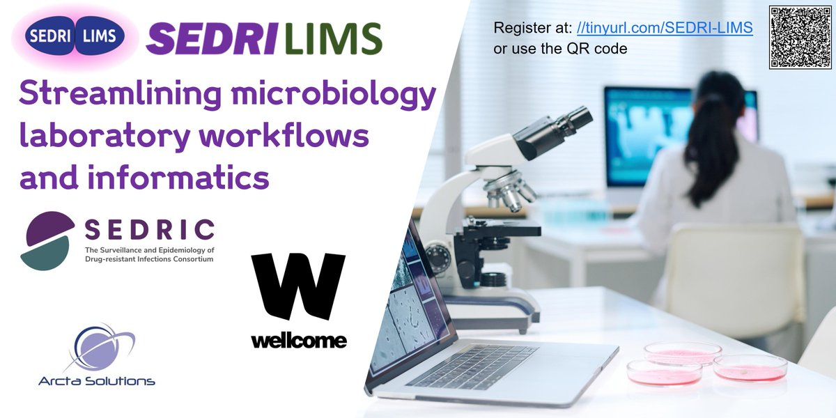 Attending the ASLM Conference, Cape Town 11-15th Dec? Join the @wellcometrust AMR team at CTICC, Nerina Meeting m on Tuesday Dec 12th, 07:00-09:00 for a Seminar on Streamlining Microbiology laboratory workflows and informatics. Register here: tinyurl.com/SEDRI-LIMS