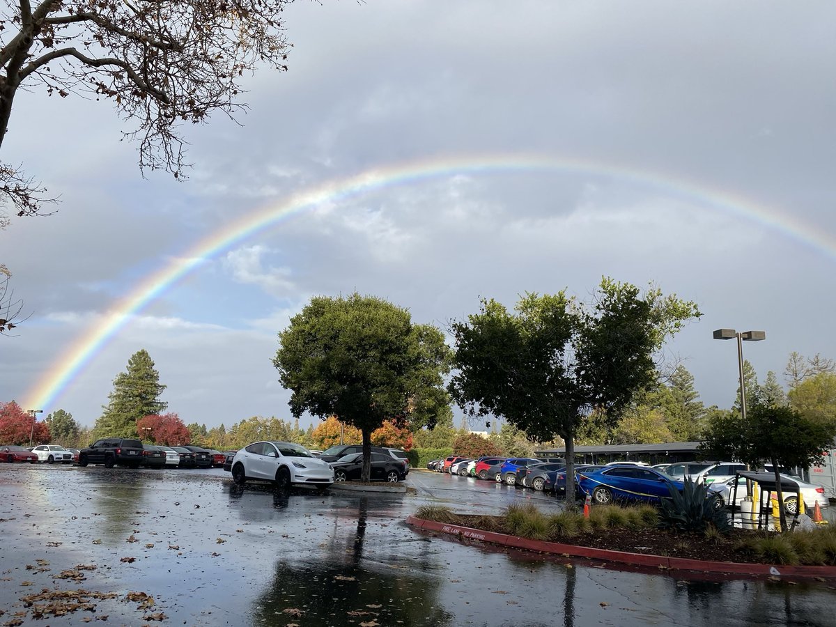 Rainbow as seen from Tesla Palo Alto