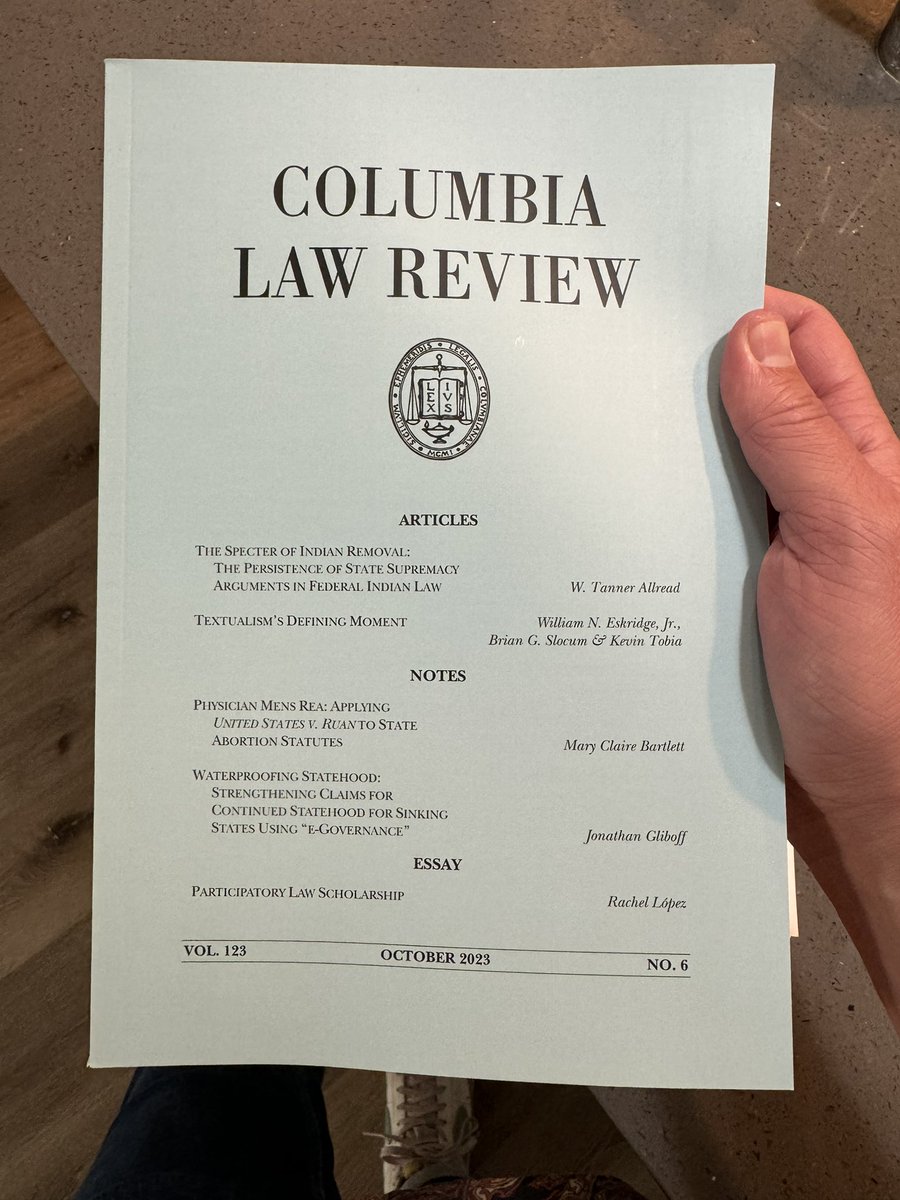 Ecstatic to finally have my article, “The Specter of Indian Removal,” in print! And if you haven’t read it yet, you can access it here: papers.ssrn.com/sol3/papers.cf…