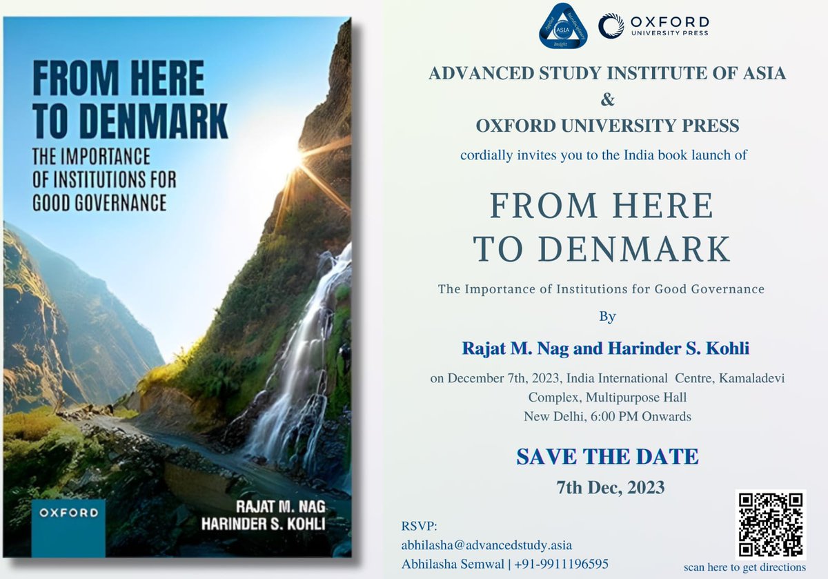 Come join us tomorrow at 5:30 PM in Delhi for the launch of "From Here to Denmark: The Importance of Institutions for Good Governance." Enjoy High Tea and an insightful panel discussion! emergingmarketsforum.org/delhi-book-lau…