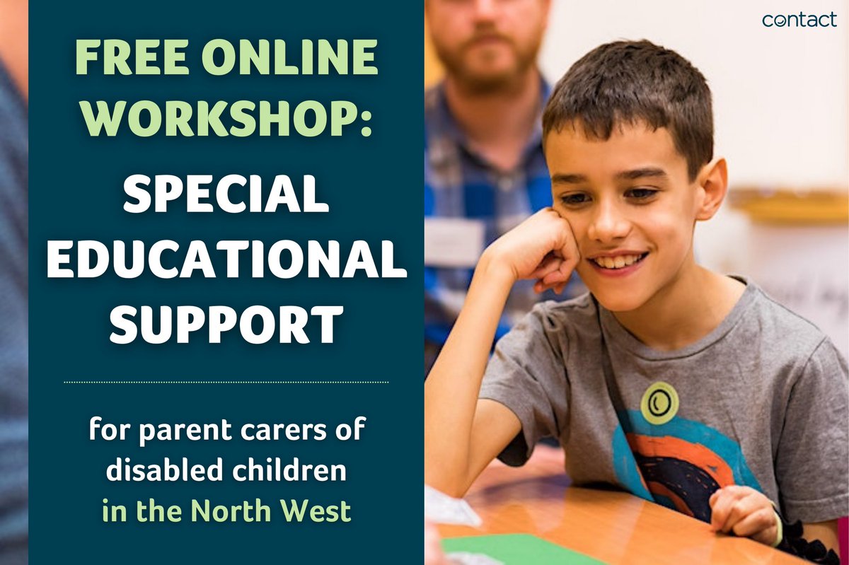 .<a href="/contactfamilies/">Contact</a> is offering a free online workshop at 7pm tomorrow for parent carers in the north west who want to better understand what educational support is available for their child with SEN!

To book your place or find out more, visit:

👉 bit.ly/Edu-NW