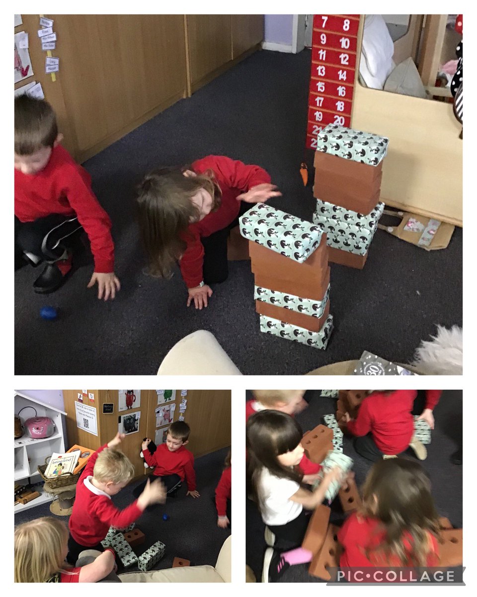 This week we observed that some of wee ones were enjoying building and then  knocking their wooden block structures down so we introduced some softer foam blocks and wrapped them up in Christmas paper as a Christmas provocation. 😀🎄 #blocksrock #responsive