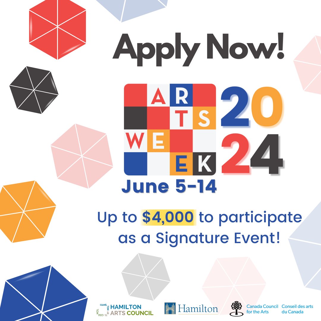 HamArtsCouncil's tweet photo. 🟦 HAC is seeking Expressions of Interest (EOIs) for #HamiltonArtsWeek Signature Events between June 5 - 14, 2024.

Apply for up to $4,000 to participate! 💰 Call for EOIs closes on January 7th, 2024 (11:59 P.M. EST) 

Visit: https://t.co/R20eoe4O26 

#HamOnt #HamiltonArtists https://t.co/EOydZJp19V