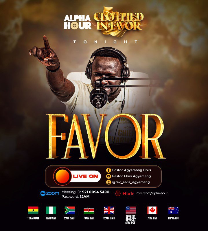 REAgyemang's tweet photo. Psalm 90:17 (NIV)
May the favor of the Lord our God rest on us; establish the work of our hands for us— yes, establish the work of our hands.

Alpharians, favor will make us successful in everything we do. The favor of God shall rest upon us tonight. Call a loved one to join us.. https://t.co/NVDZtVx56i