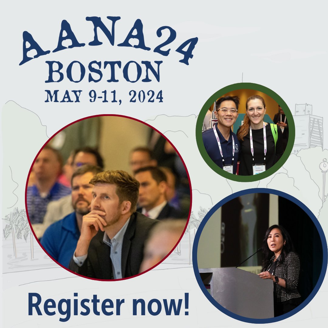 Join AANA for three days in Boston at #AANA24 for technique-focused sessions with tips to optimize outcomes and avoid complications. Meet with global colleagues as you’re brought up to speed with what you need to know in 2024! Register now: aana.org/AANA24