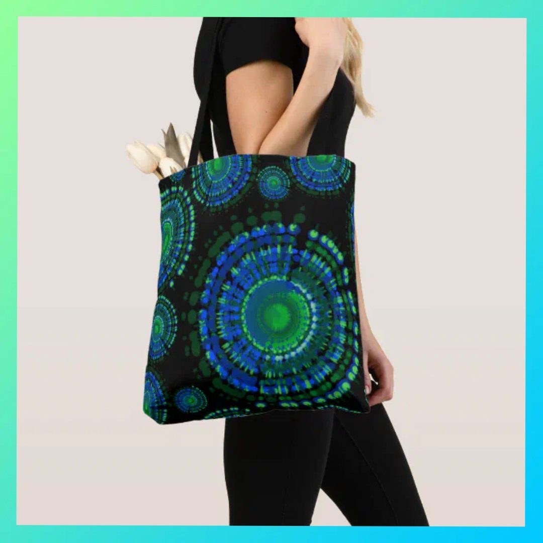 Tote bag with Tie-dyed pattern in greens and blues. #christmasshopping #giftideas #christmas #totebags #shopping  zazzle.co.uk/tie_dyed_patte…
