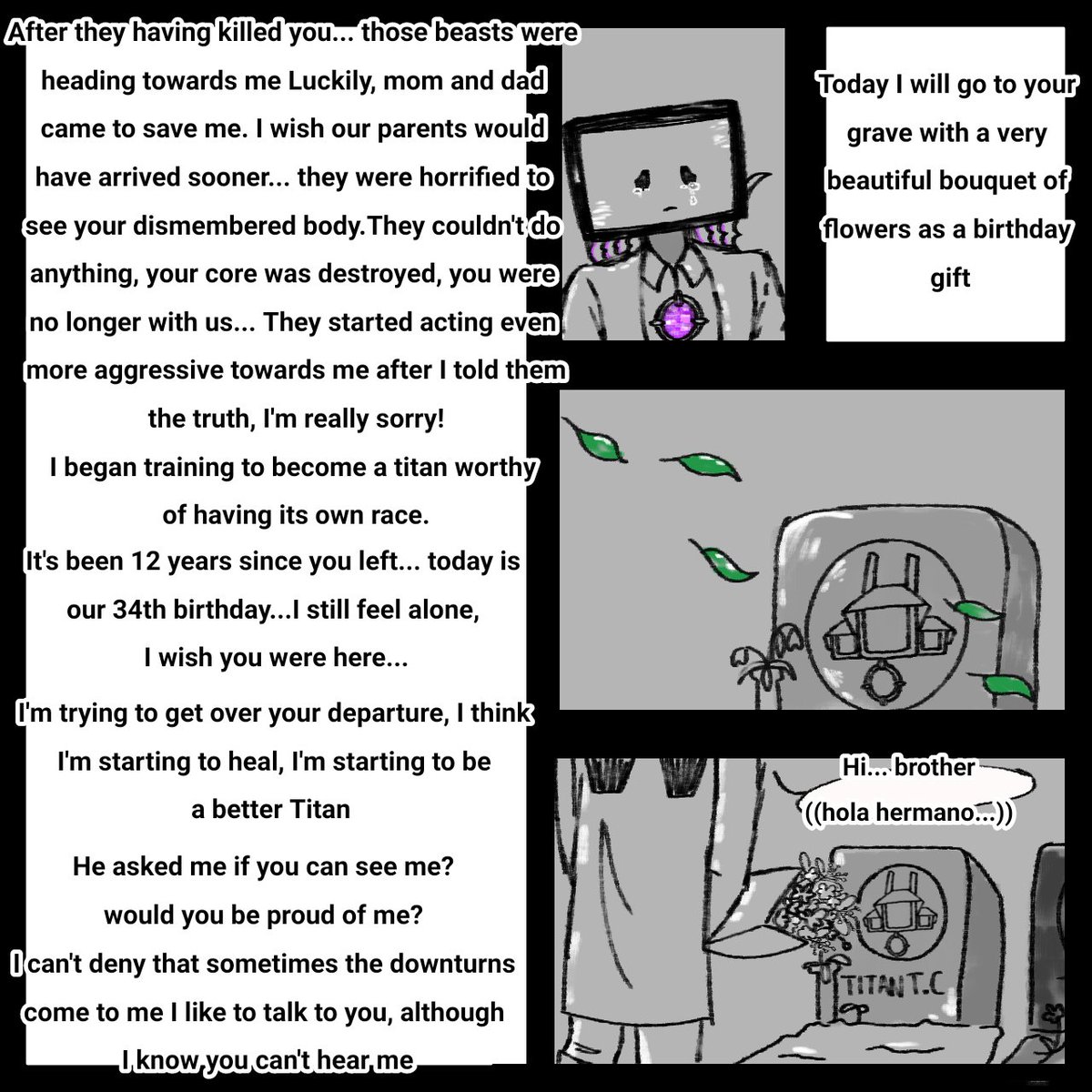 'Wish You were Here'
'Desearía que estuvieras aquí'
((Shortcomic))
Part.8
Titan T.C and Titan Tv
#Titancinemaman
#Titantvman
#Shipchild
#SKIBIDITOILET 
#skibidi_toilet 
#SkibidiToiletfanfic
#SkibidiToiletOc 
((Lol, the end is coming, I was too lazy to draw xdxdxd))