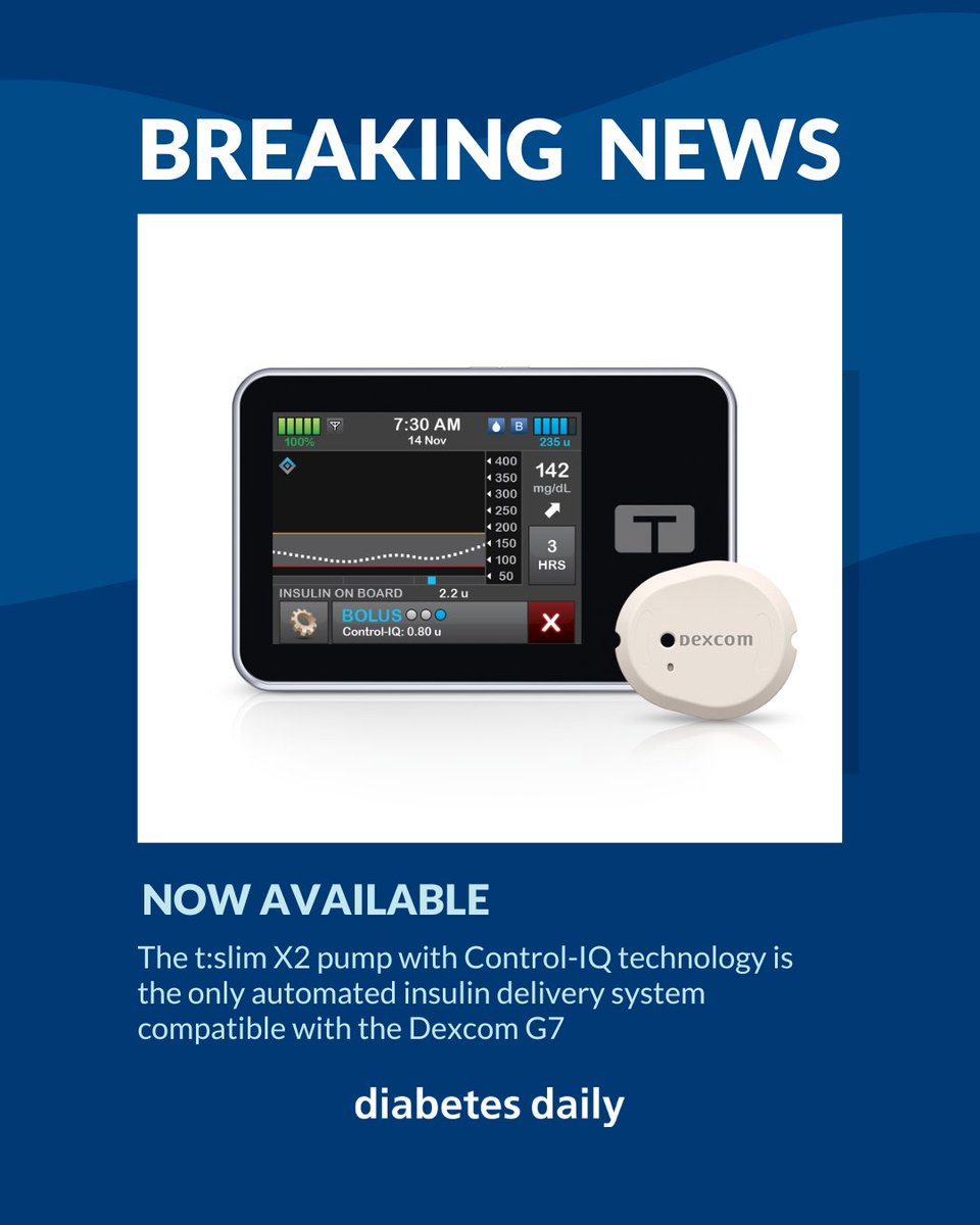 diabetesdaily's tweet image. ⚡️BREAKING NEWS⚡️ @dexcom G7 is now compatible with @TandemDiabetes t:slim X2 and Control IQ 💙🙌🎉 

#diabetes #tsliminthewild #dexcomg7 #CGM #insulin4all