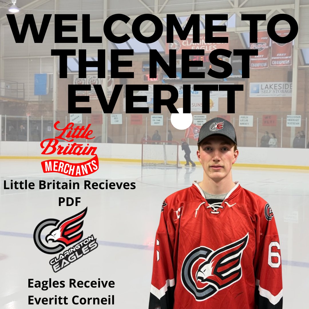 Trade Alert!

The Clarington Eagles are excited to announce that they have acquired Defenceman Everitt Corneil from the Little Britain Merchants. Everitt is a Veteran Defenceman with over 100 games played and three years experience in the league.