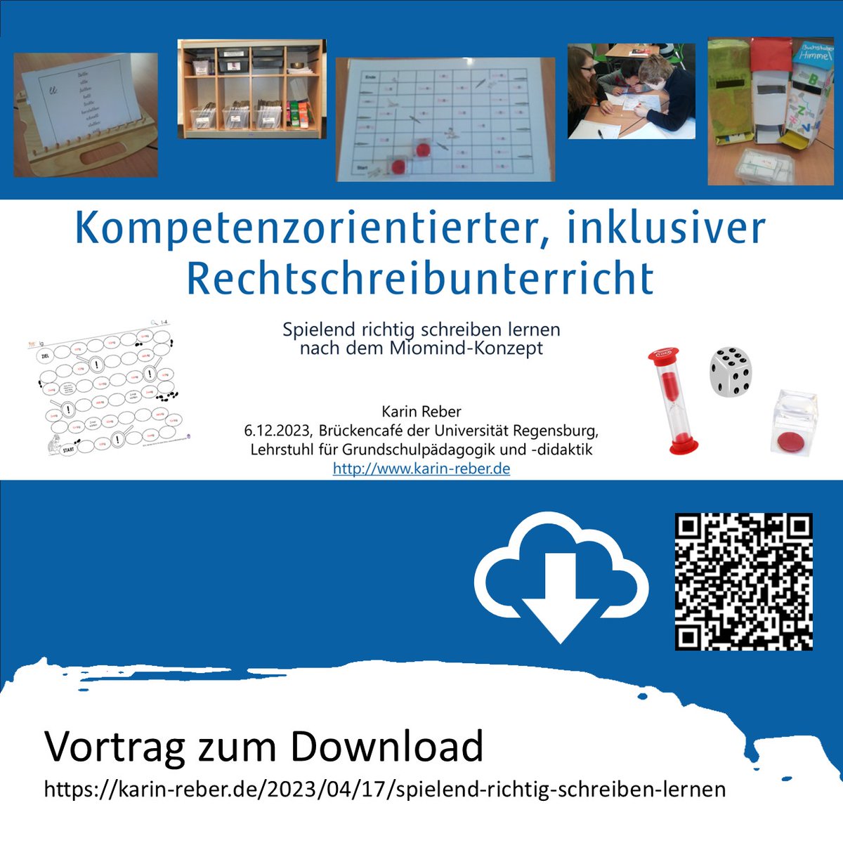 Heute durfte ich einen Gastvortrag an der Uni Regensburg über unser Miomind-Projekt halten: Da sind 1000+ freie Rechtschreibspiele entstanden!

Folien-Download: karin-reber.de/2023/04/17/spi…

#LRS #Unterricht #twlz #SoPaed #Sprachheilpädagogik #inklusion #Rechtschreiben #PrimarEdu #OER