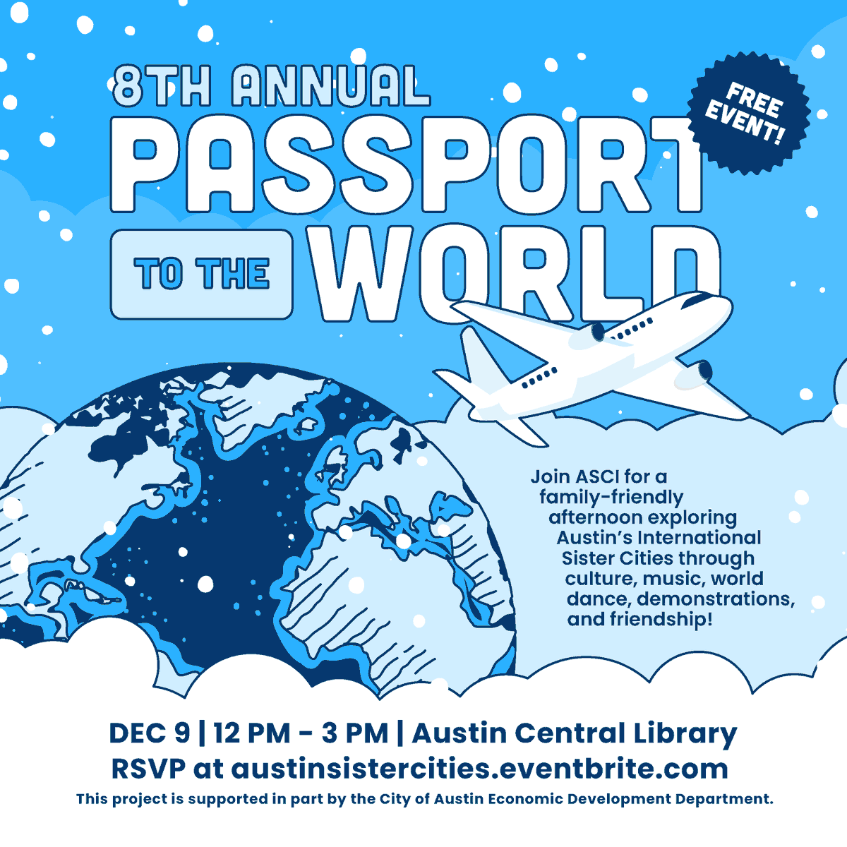 In the District: Learn about Austin’s international communities at @​​AustinPublicLib’s 8th Annual Passport to the World on 12/9. Enjoy crafts, games, and performances. Register at: ow.ly/I3kN50QeCbP