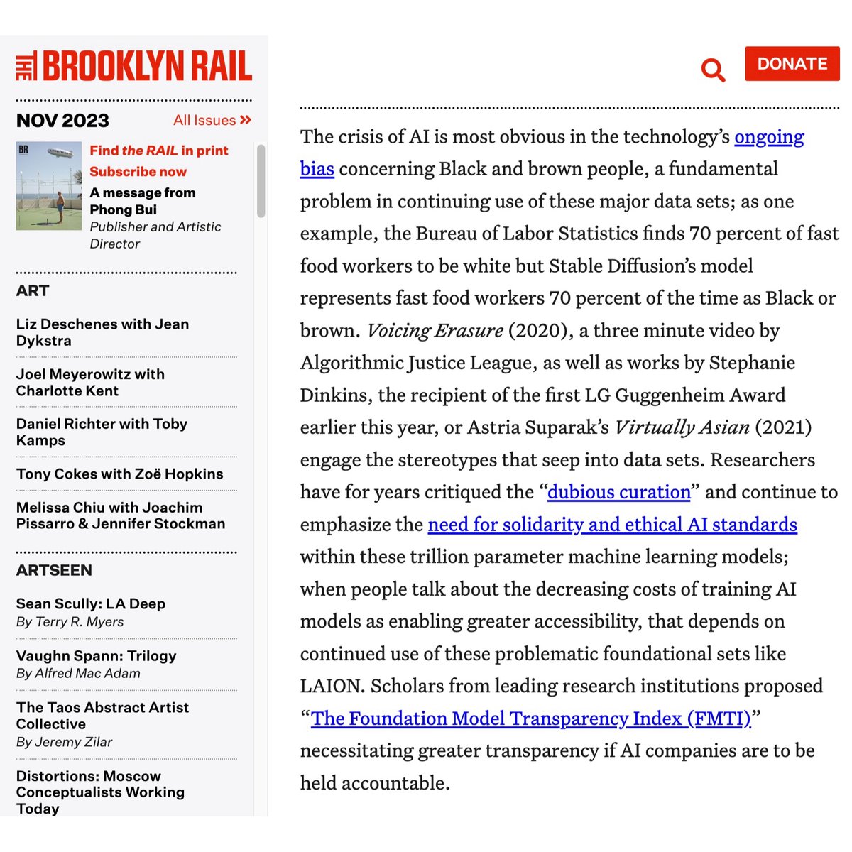 For those outside of New York, an updated version of my installation 'White Robot Tears' is on view at @ArtSciMuseum in Singapore, and the Bloomberg Connects app has a mobile version. 'Crisis, A Critical Imaginary' by @Lucy2Scribbles in @TheBrooklynRail brooklynrail.org/2023/11/art-te…