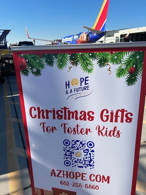 Thank you <a href="/SouthwestAir/">Southwest Airlines</a> so much for the collection of Christmas gifts for foster children! Your impact is making the season brighter for these amazing kids. If you are a corporation or a small business and want to get involved with a toy drive email: hope@azhope.com for more info