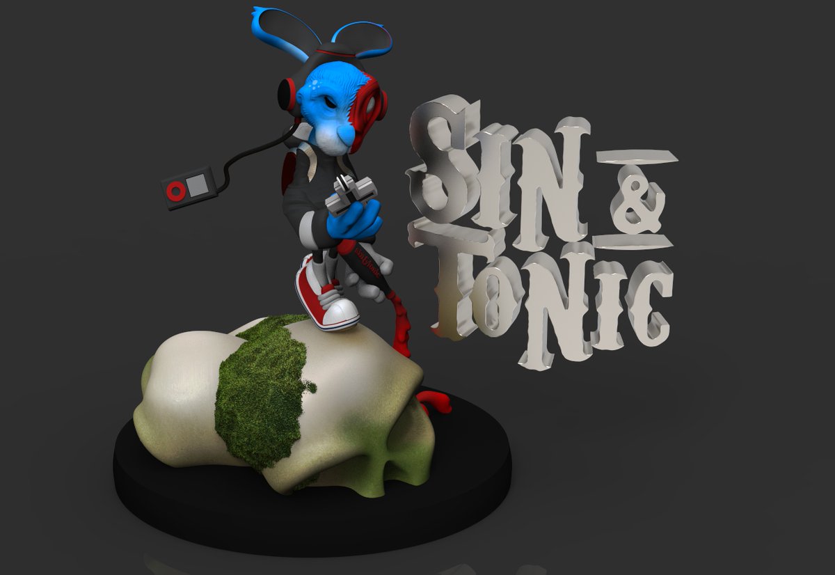 Monkeesblood's tweet photo. #SinAndTonic (WIP)
#zBrush #collectibles #toys #figurine #ipod #ipodmini #beats #music #designertoy #designertoys #arttoys #skulls #bunny #takeupyourcross #sin #arttoy #thebible #jesus #rabbit #ginandtonic #cross #sober #thepilgrimsprogress #sobriety #good #evil #right #wrong https://t.co/lrXkfEU0ff