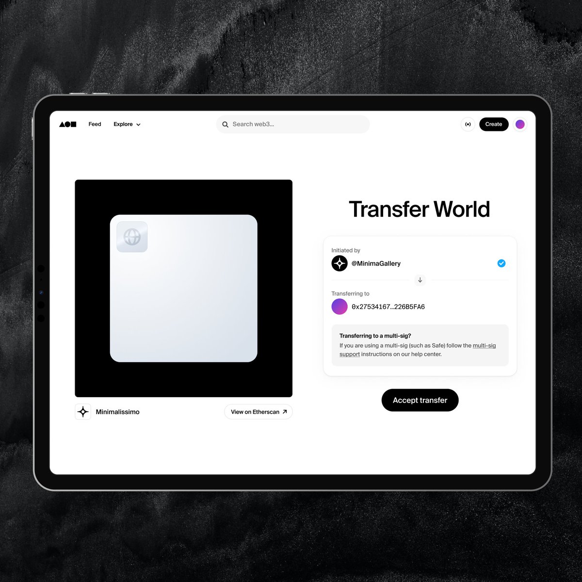 ᴡᴏʀʟᴅꜱ ꜰᴇᴀᴛᴜʀᴇ ⟴ ᴛʀᴀɴꜱꜰᴇʀ ᴏᴡɴᴇʀꜱʜɪᴘ You can now transfer your world NFT to  any Ethereum address. Store it in a cold wallet or share ownership in a  multisig. To manage your world,