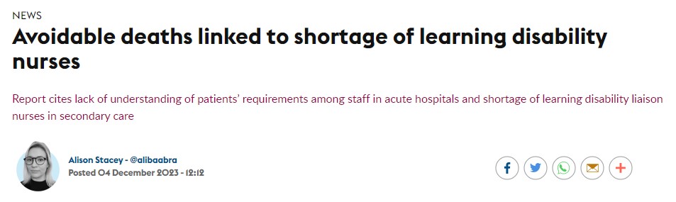 Interesting piece in @NursingTimes - a national review says avoidable deaths of people with a #learningdisability is linked to shortage of LD nurses. Be part of the solution at #UON. Students rate our course 100% in terms of support and engagement. northampton.ac.uk/courses/learni…