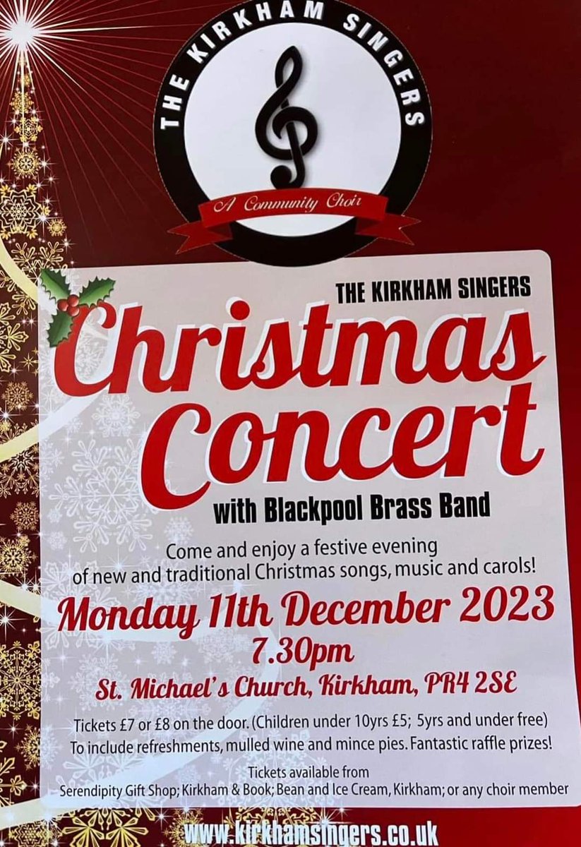 Please do join us at our #Christmas Concert on Monday 11th December at 7:30pm <a href="/kirkhamstmicks/">St Michael's Parish Church, Kirkham</a> with <a href="/Blackpool_Brass/">Blackpool Brass</a>