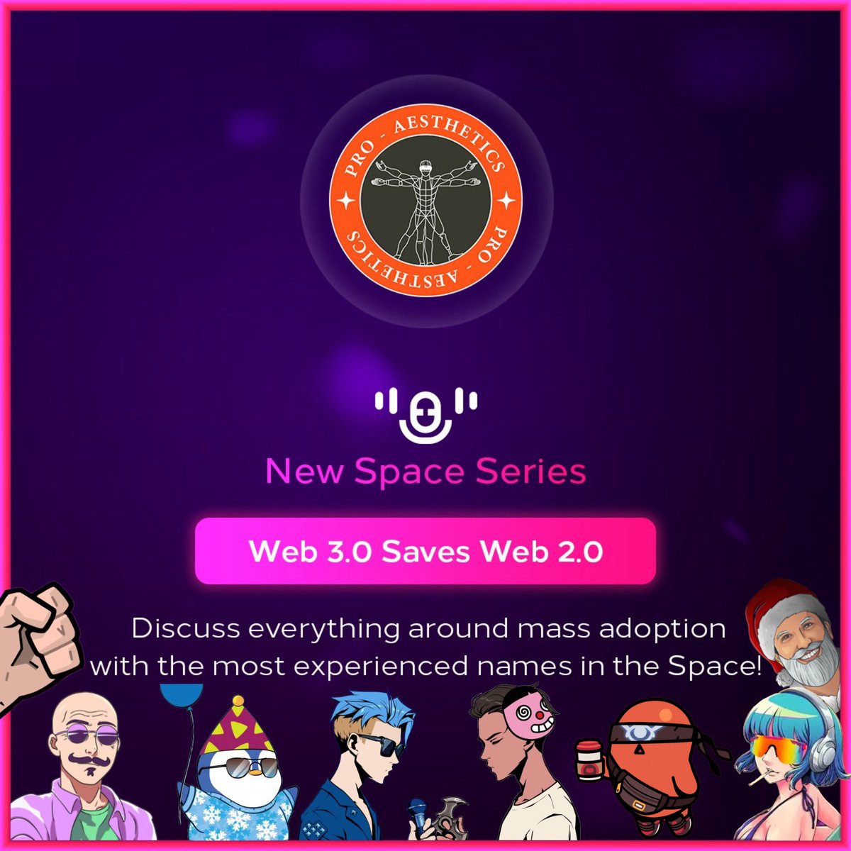 “Web3.0 Saves Web2.0” Premiere in One Hour ❤️‍🔥

The Pro-Aesthetics aims to prove that mass adoption won't happen unless everyone in the space works together!

Whether it's the medical field, DeFi games, Meme Tokens, or content creators, we won't succeed by just building separate