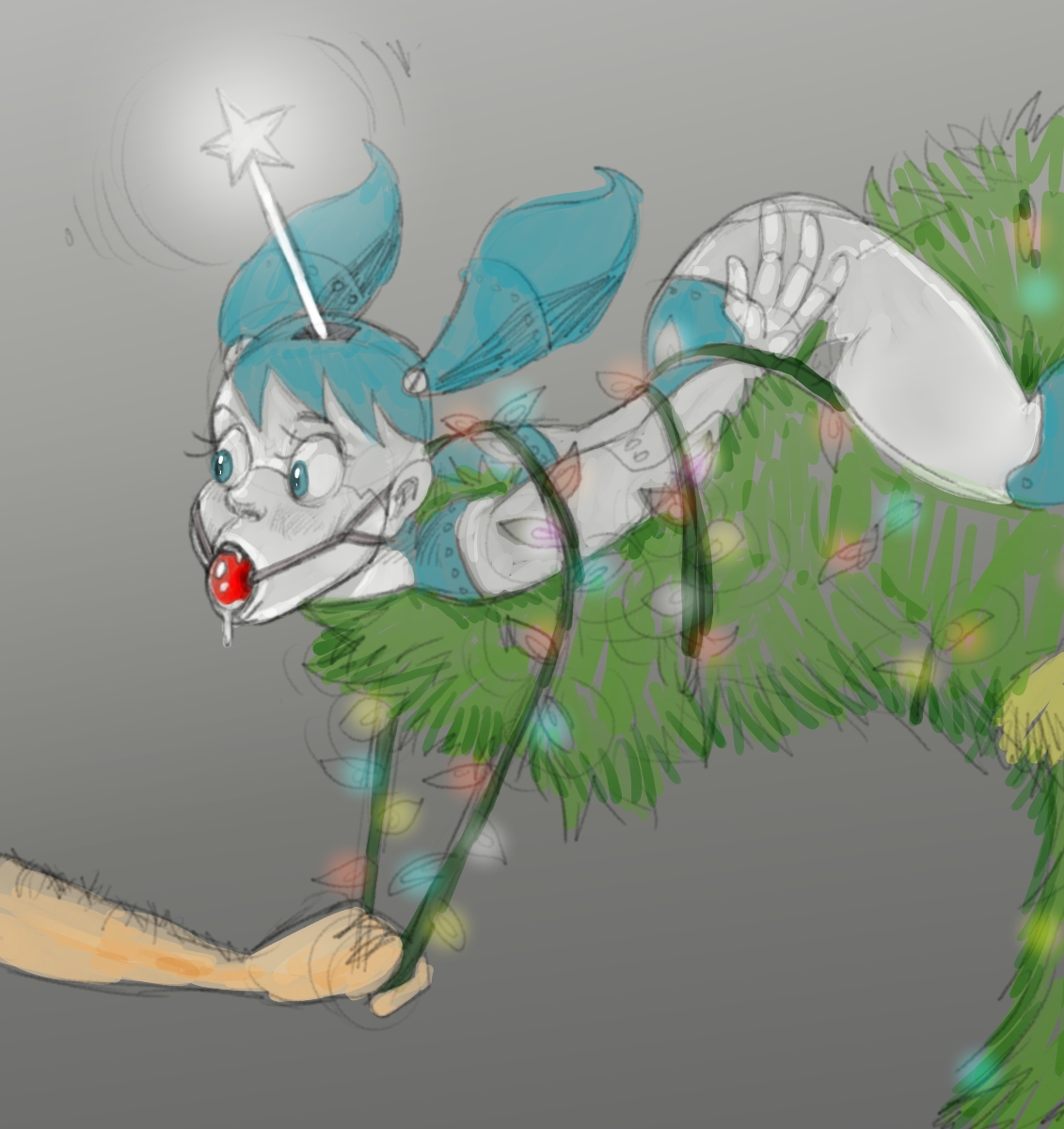 pizzafossil's tweet photo. Just a weird idea that popped into my head of Jenny the robot being a christmas tree topper, with a few human like upgrades ofcourse. lol #jenny #xj9 #robot #christmastreetopper #quicksketch #roughsketch #fanart https://t.co/Cya8pd4VPl