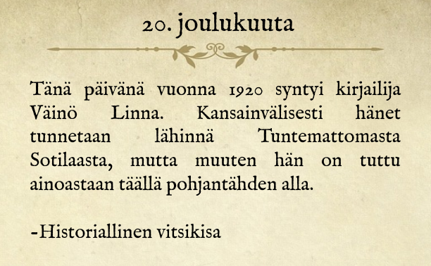 20.12. #historiallinenvitsikisa