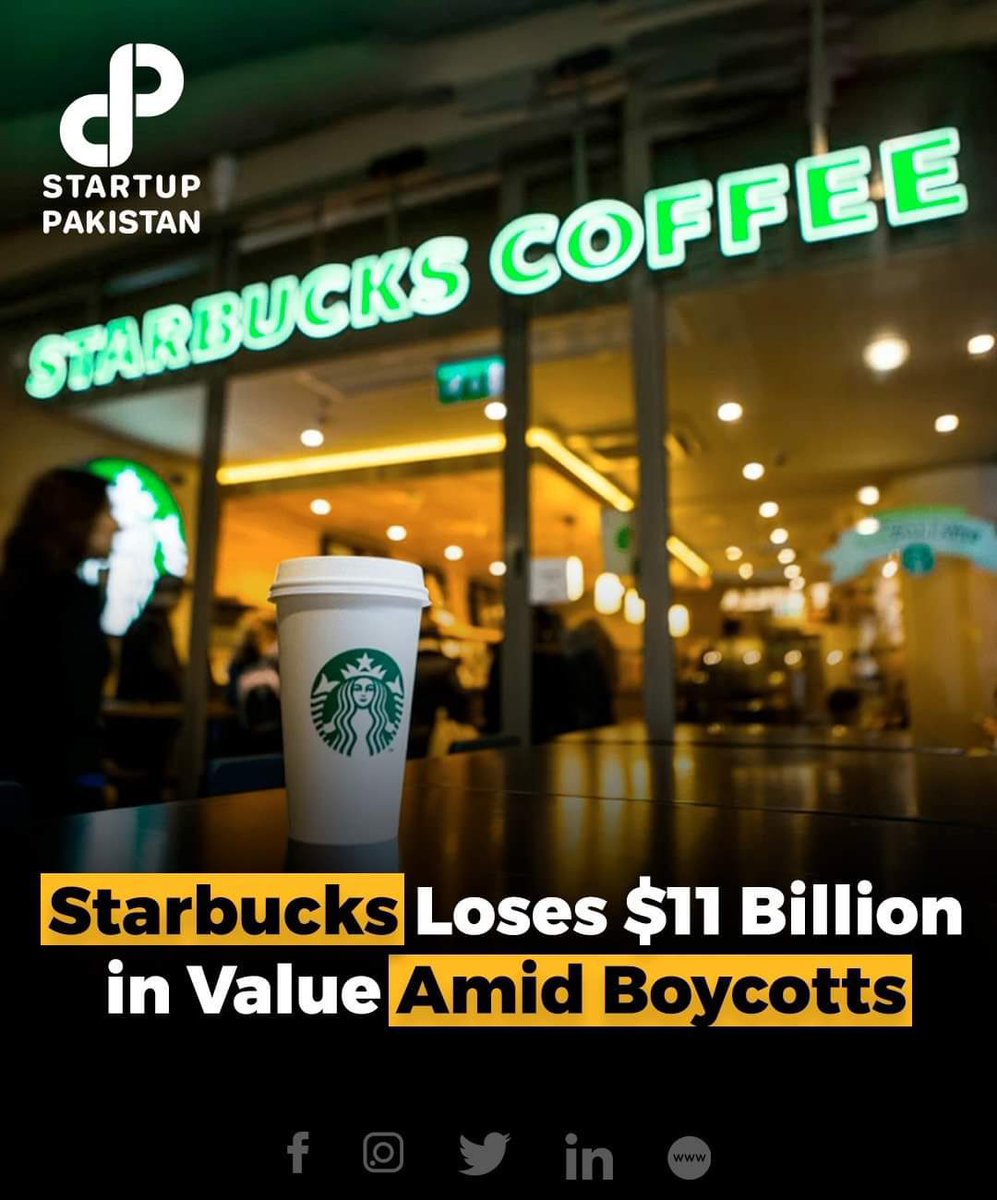 #Starbucks #11billion #billiondollarloss 
Starbucks Corporation has witnessed a market value decline of $10.98 billion, representing 9.4% of its total value, amid an extended bo*cott.