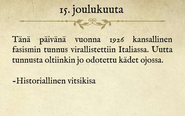 15.12. #historiallinenvitsikisa