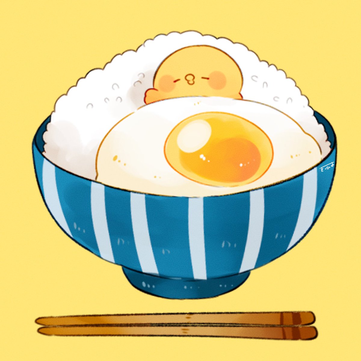 「卵かけご飯  #きみピヨ」|てんみやきよのイラスト