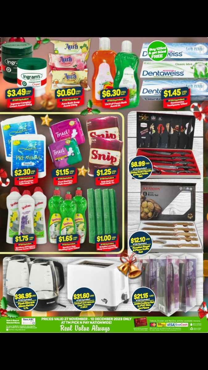 MaxD74652423's tweet photo. Your festive is here, visit TM Pick n Pay Stores!
TM Pick n Pay
Real Value Always https://t.co/lumjNu8cpz