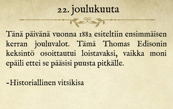 22.12. #historiallinenvitsikisa