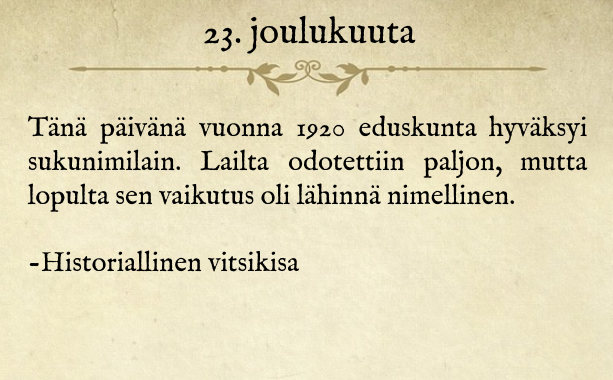 23.12. #historiallinenvitsikisa