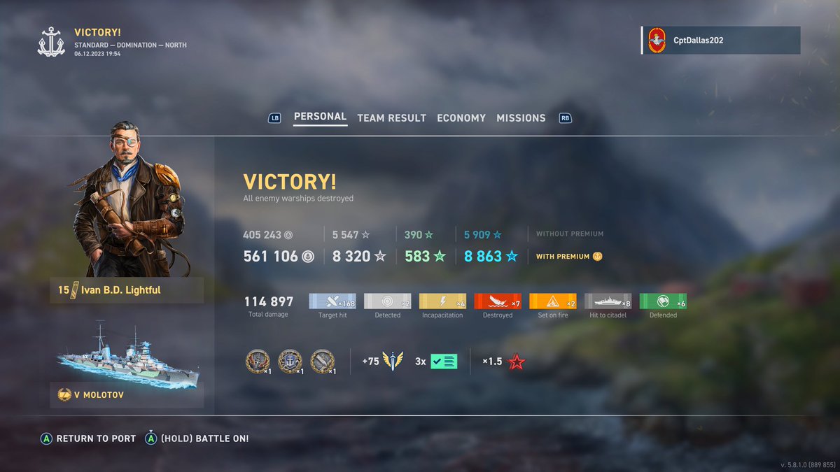 CptDallas202's tweet photo. I mean it’s not everyday you get 7 kills in World Of Warships Legends standard mode so here’s the proof. Most I’ve ever managed over two years was 6 in standard. My Molotov did me proud https://t.co/ciLKRiBRp1