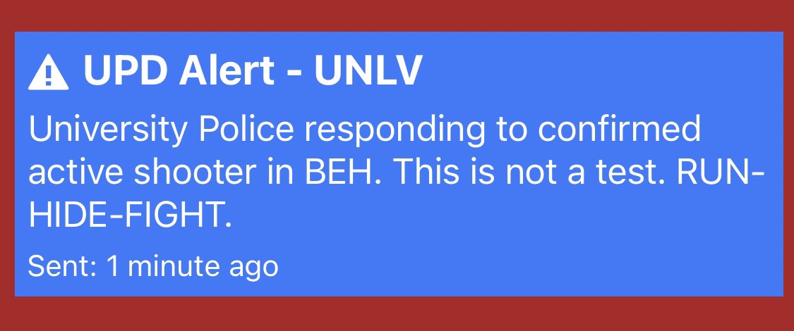 #Breaking: active shooter at UNLV, at least 6 have been shot. #ShelterInPlace #MassShooting #UNLV #Nevada