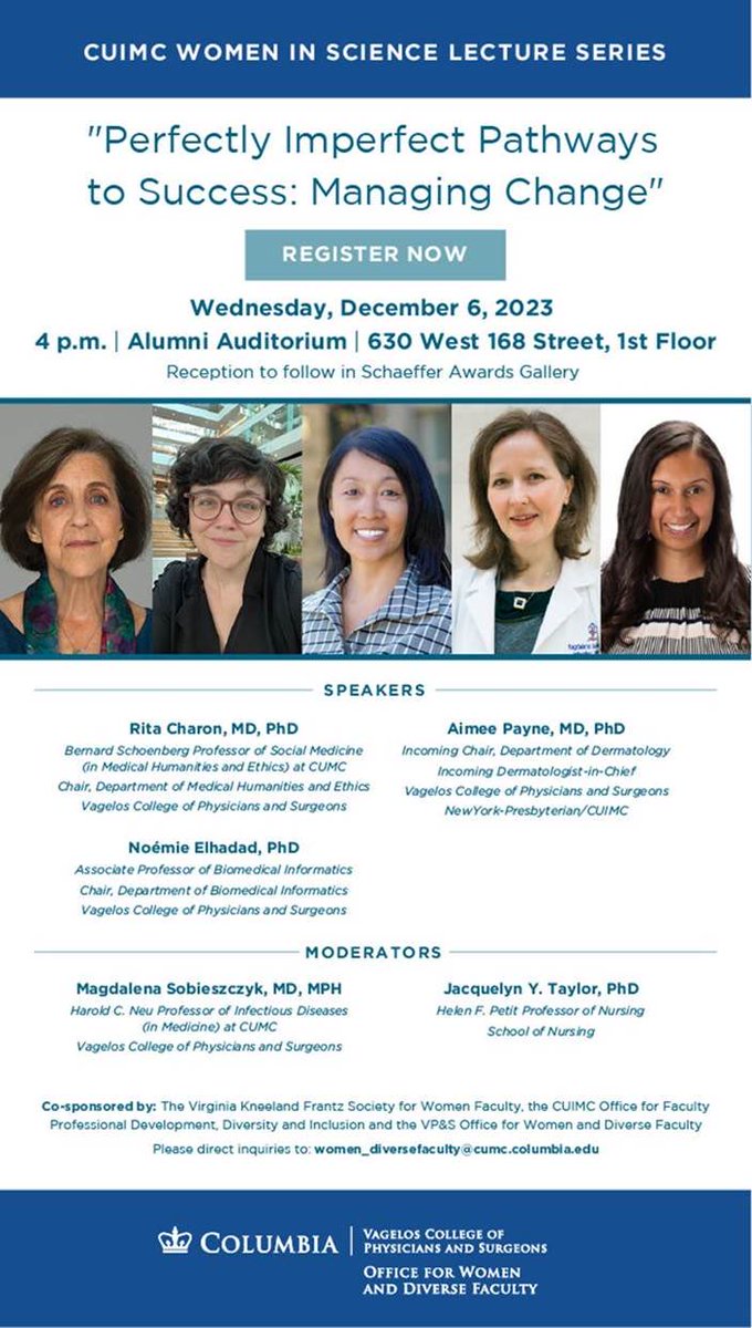 Excited to participate on the committee and co-moderating this panel of accomplished women in science ⁦@Columbia⁩ ⁦@ColumbiaPS⁩ ⁦@ColumbiaNursing⁩ ⁦@ColumbiaFaculty⁩