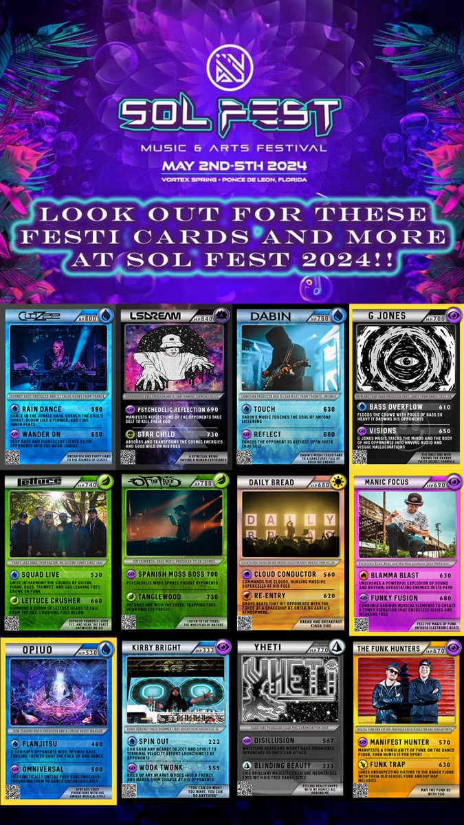 festicards's tweet photo. We can't wait to be getting wet and wild at @SolFestfl 2024!! We're going to have all these festi cards and more to share with yall at Vortex Springs 😁

Who will we see there?? 👀 https://t.co/kdWEFTiwTk