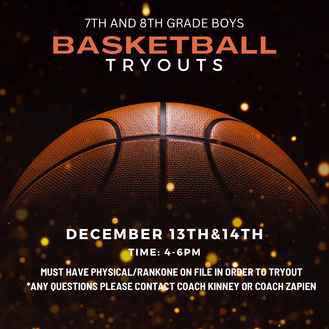 WHMSAthletics's tweet photo. Attention Wildcats! Boys Basketball tryouts are around the corner. Physical/ Rankone must be completed in order to participate. Check the details below. @JISD_ATHLETICS @JudsonISD @WHMSwildcats @JudsonHoops1 https://t.co/VKWlGYFZV3