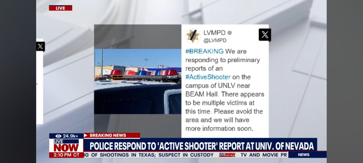 EmergencyStream's tweet image. NV | Las Vegas | U of Nevada Las Vegas | #Active #Shooter | #LIVE coverage | #watch on emergencystream.com 
Source: youtu.be/v1-eCgMRxOM