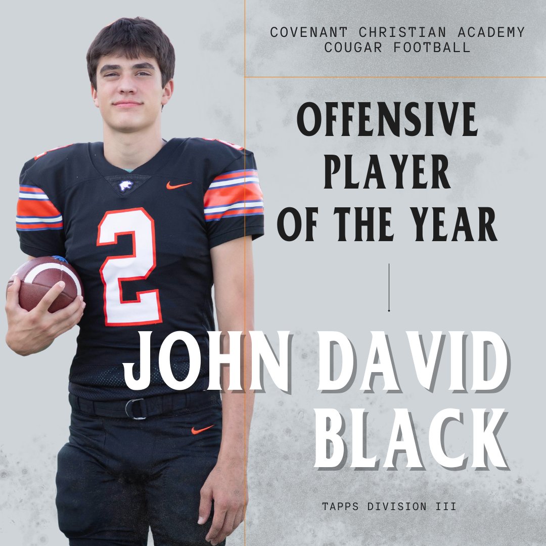 Congrats to John David Black on being named the Offensive Player of the Year in <a href="/TappsFootball/">TAPPS Football</a> Division III, District 1  <a href="/johndavidblack7/">John David Black</a> <a href="/VernonWells10/">Vernon Wells</a> <a href="/Philtowe/">Phil Towe</a>