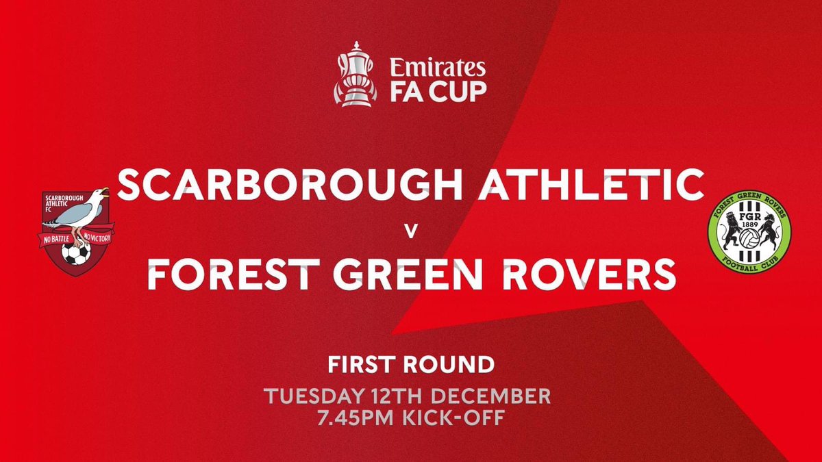 safc's tweet photo. 📢 FA Cup Update! 🏆🗓️⚽

We've just got some big news from The FA. We're replaying The @EmiratesFACup First Round tie against @FGRFC_Official at The Flamingo Land Stadium on Tuesday, 12th December at 7.45! The game will be played to a conclusion, and the winners will play @BlackpoolFC on Tuesday 19th December at Bloomfield Road. 

As of now, that's all we've got. We're delighted to be back in the FA Cup and can't wait to share more details with you. Our team is now working round the clock to get everything sorted. We promise to keep you posted ASAP with all the info you need, including ticketing details as early as tomorrow. 📣

Stay tuned, stay excited, and let's get ready to cheer on the Boro!