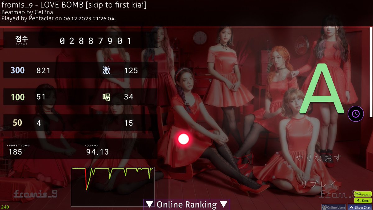 pentaclar's tweet image. 451pp for fc (ive already full comboed all 3 kiais in separate runs ffs)