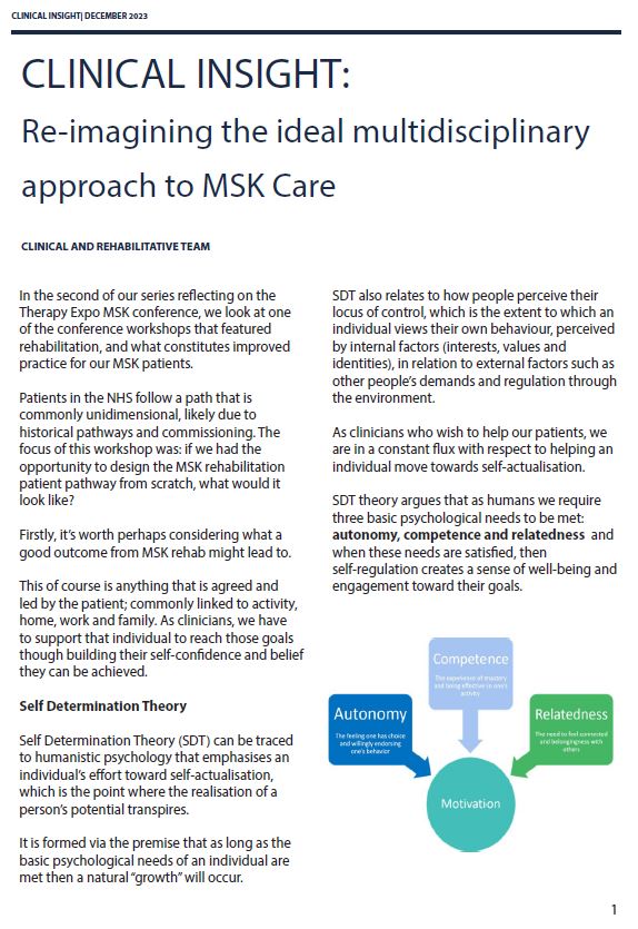 ClinicsHSU's tweet photo. In the 2nd of our #ClinicalInsight series reflecting on @TherapyExpo, we're exploring what improved practice in #rehab for patients could look like.

If we redesigned the MSK #rehab patient pathway, how could we do it differently?

Full piece: https://t.co/3SEEYYqEZt

����1/6 https://t.co/gXG17zbtV5