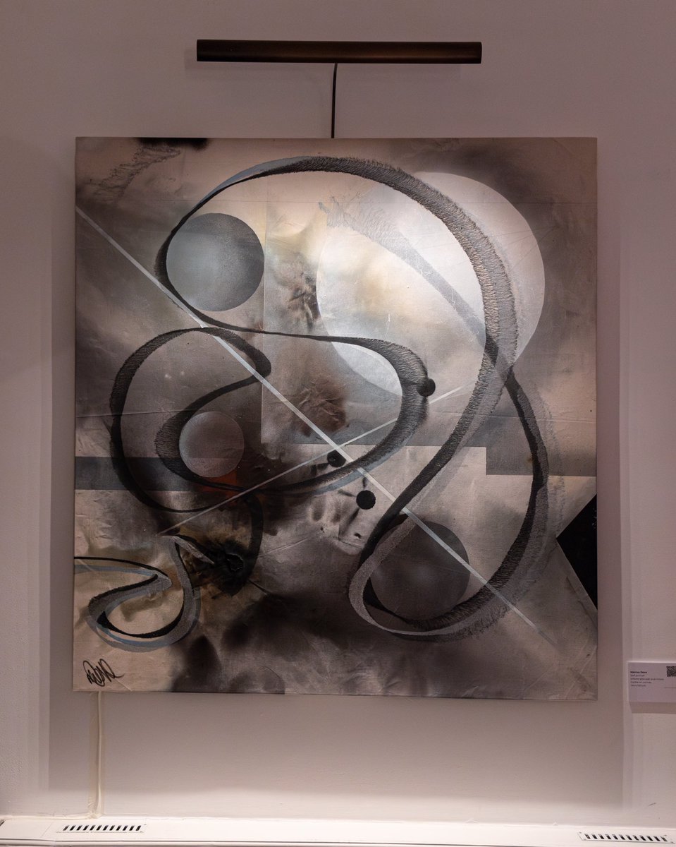 MarcusDoveArt's tweet photo. Great opening to a strong group exhibition with Secteur Privé. 
Pieces on show here are ‘Untitled Blue Anvil’ &amp; ‘Self Portrait’ , both made with mixed media and my signature use of pyrotechnics 🧨 

https://t.co/O5SGs21Mgj https://t.co/m6vk5kesIz