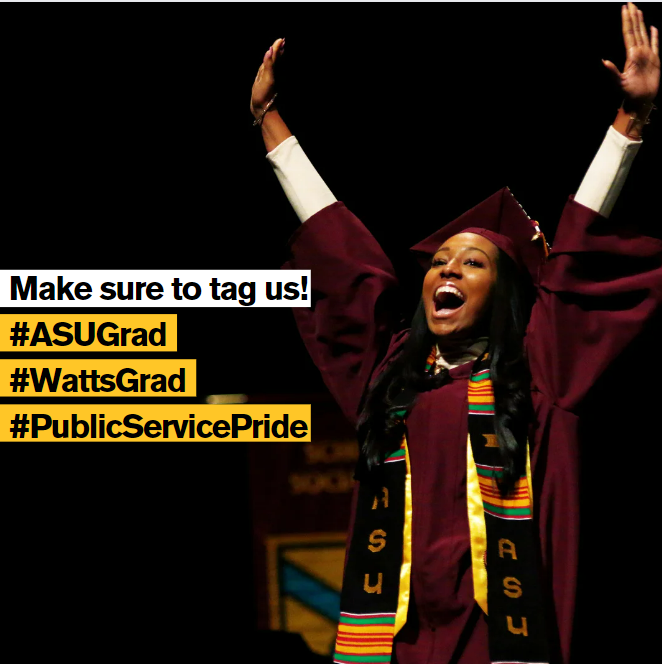You're almost there Watts Grads! Watts Convocation is at 7:30 p.m. on Tuesday, Dec. 12, at the Desert Financial Arena. For more information, visit: publicservice.asu.edu/convocation, and be sure to keep an eye on your inbox for updates! #ASUGrad #WattsGrad #PublicServicePride