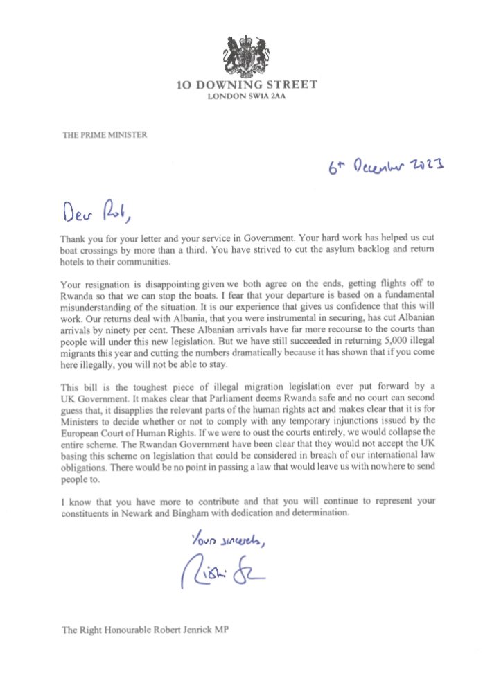 Sunak responds. Accuses Jenrick of a “fundamental misunderstanding of the situation”.