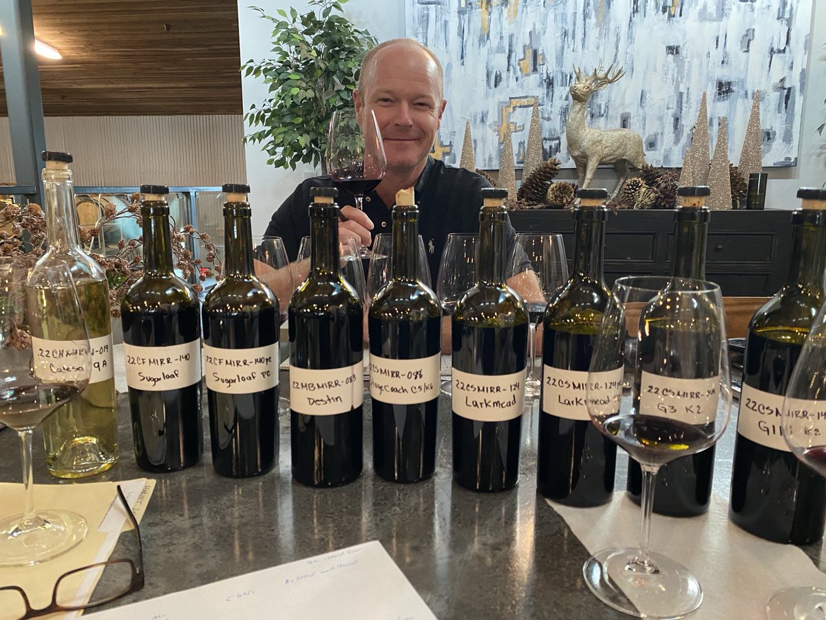 Just finished another successful blending session with rockstar winemaker, ⁦@kirkvenge⁩. The 22’s are going to be great. 🍷 ⁦@MirrorWine⁩