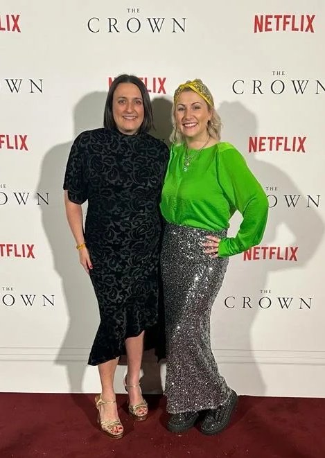 Teresa_PS's tweet photo. Really proud of the work we do at @womensaid with @NetflixUK to support awareness of violence against women, and how viewers can access help &amp; info. So lovely to join the Netflix team yesterday with my lovely colleague Kat to celebrate the finale of The Crown at @southbankcentre https://t.co/mdddwa688s