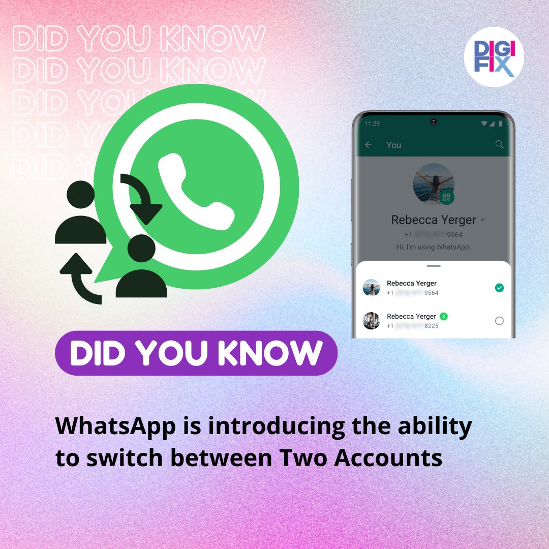 digifixaus's tweet image. 🚀 𝐌𝐮𝐥𝐭𝐢𝐩𝐥𝐞 𝐀𝐜𝐜𝐨𝐮𝐧𝐭𝐬 𝐂𝐨𝐦𝐢𝐧𝐠 𝐭𝐨 𝐖𝐡𝐚𝐭𝐬𝐀𝐩𝐩! 🤩
#WhatsApp #MultipleAccounts #Switch #switchbetweenaccounts #DualWhatsApp #SocialMediaUpdates #SocialMediaNews #marketingdigital #digitalmarketer #SocialMediaMarketing #DigitalSuccess #DigitalAdvertising