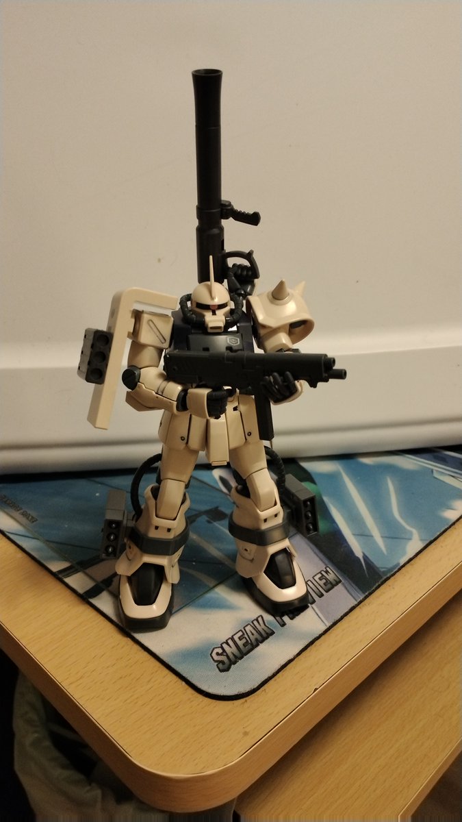 My personal favorite Zaku unit. The MS-06F-2 Zaku II F2. I really love this build. I did customize it a bit. Added a Bazooka and an extra rocket clip for it. I really enjoyed this kit so much. I've got new respect for the Zaku now.